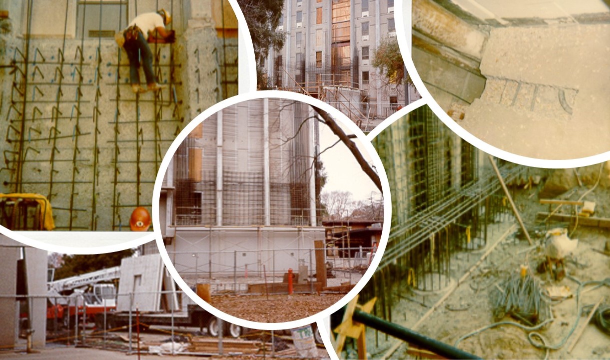 Image collage of building construction